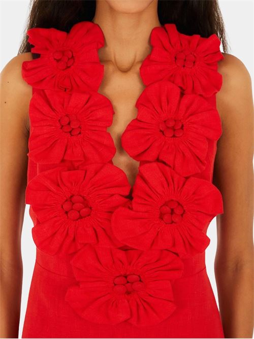 Dress with floral applications FARM RIO | 347760REDL0028